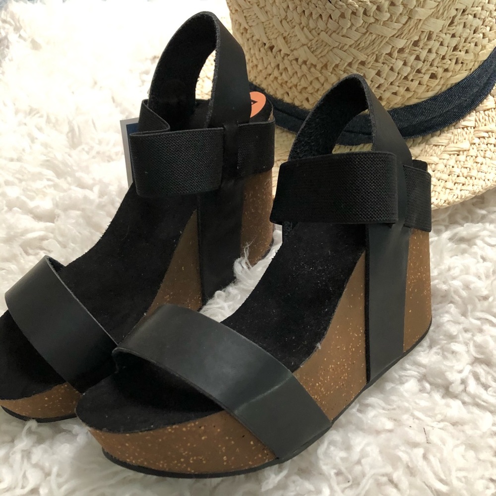 MIA black wedge sandals, NWT, size 7